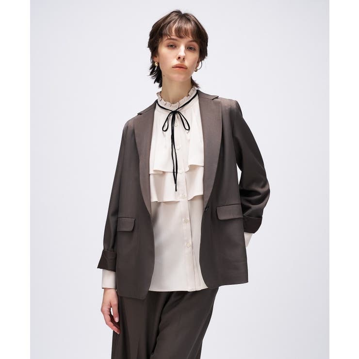 【セットアップ／手洗い可】ポイントカラーテーラードジャケット | cloenc | 詳細画像2 