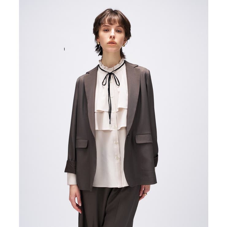 ブラウン(043) | 【セットアップ／手洗い可】ポイントカラーテーラードジャケット | cloenc