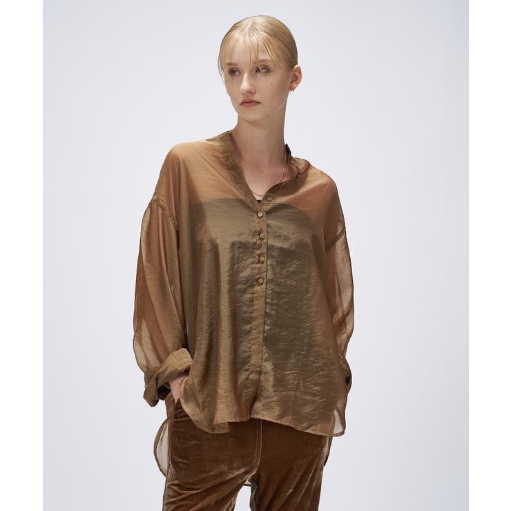 カーキ(027) | 【手洗い可】シアーワッシャーワイドカフスシャツ | cloenc