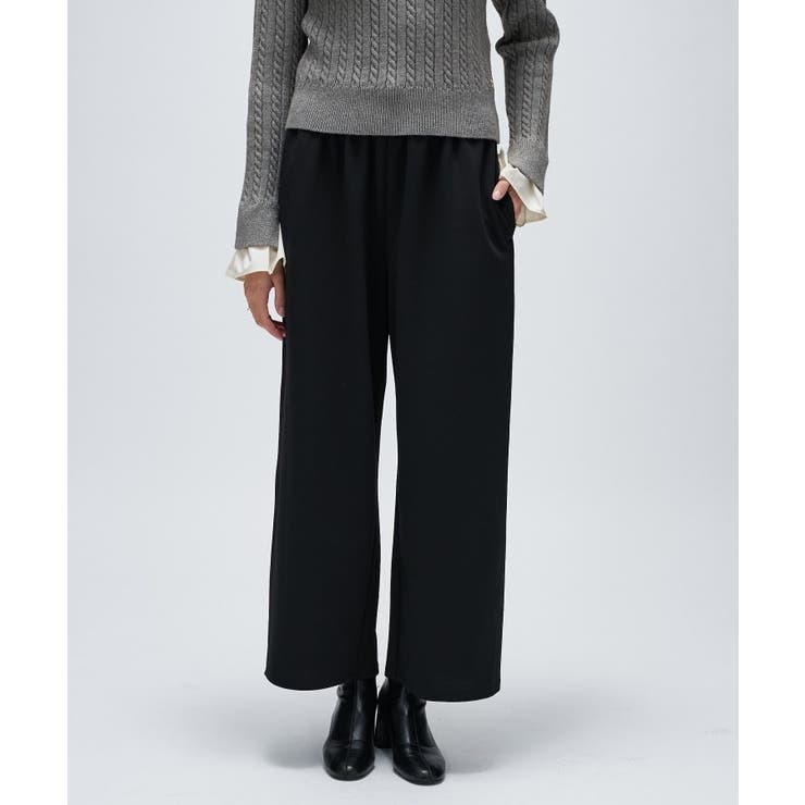 ブラック(019) | 【セットアップ／マシンウォッシュ】カットジョーゼットイージーワイドパンツ | cloenc