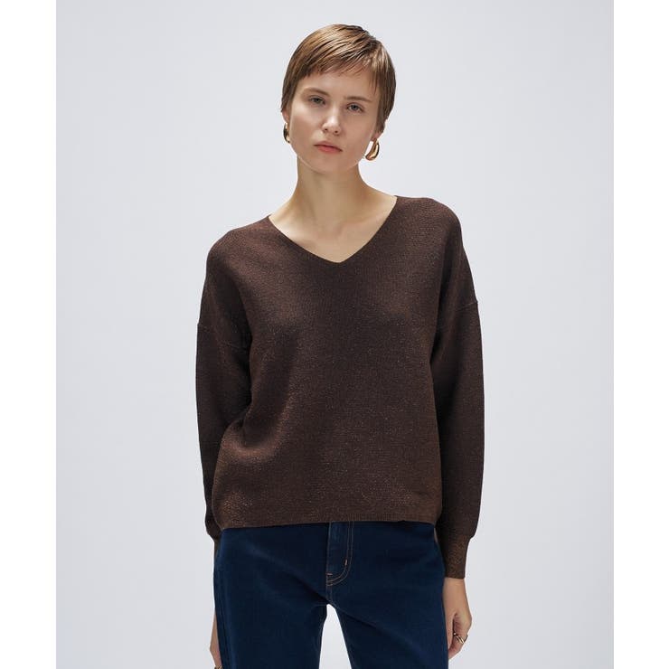 【手洗い可】Vネックラメガターニット | cloenc | 詳細画像20 