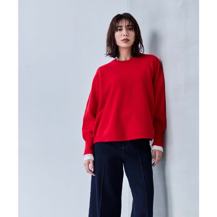 レッド(062) | 【手洗い可】ドルマンロングリブニットプルオーバー | cloenc
