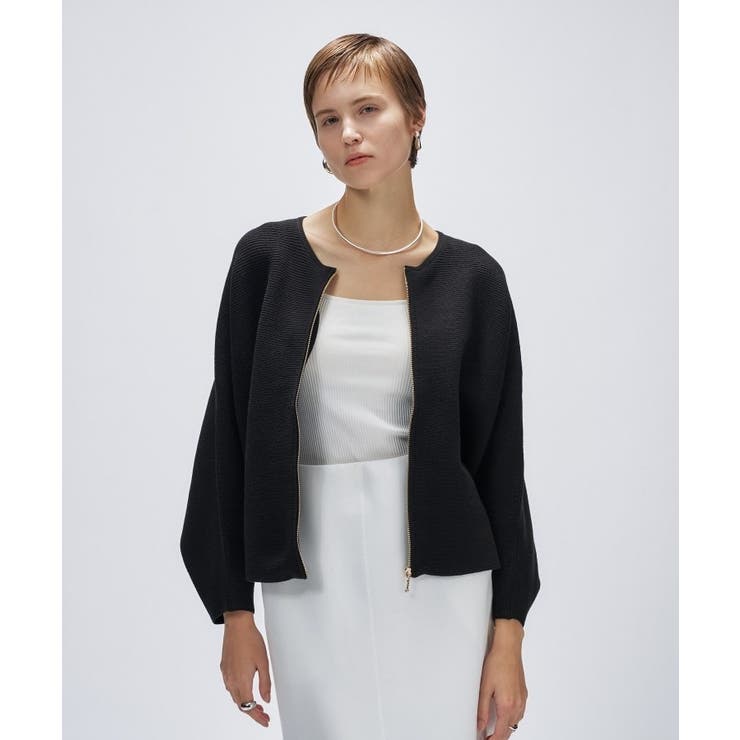 ブラック(019) | 【手洗い可】ドルマンケープニットカーディガン | cloenc