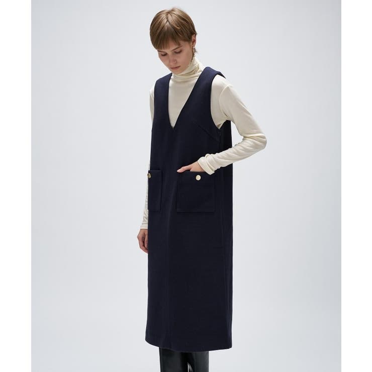 【手洗い可】メルトンジャージVネック ジャンパー スカート | cloenc | 詳細画像16 