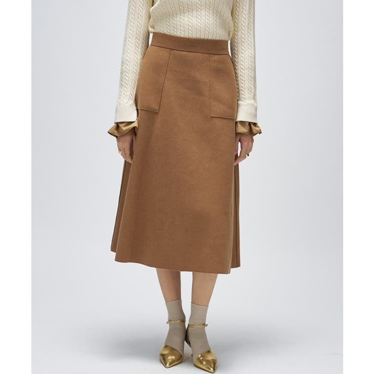 キャメルブラウン(041) | 【手洗い可】メルトンジャージフレアスカート | cloenc