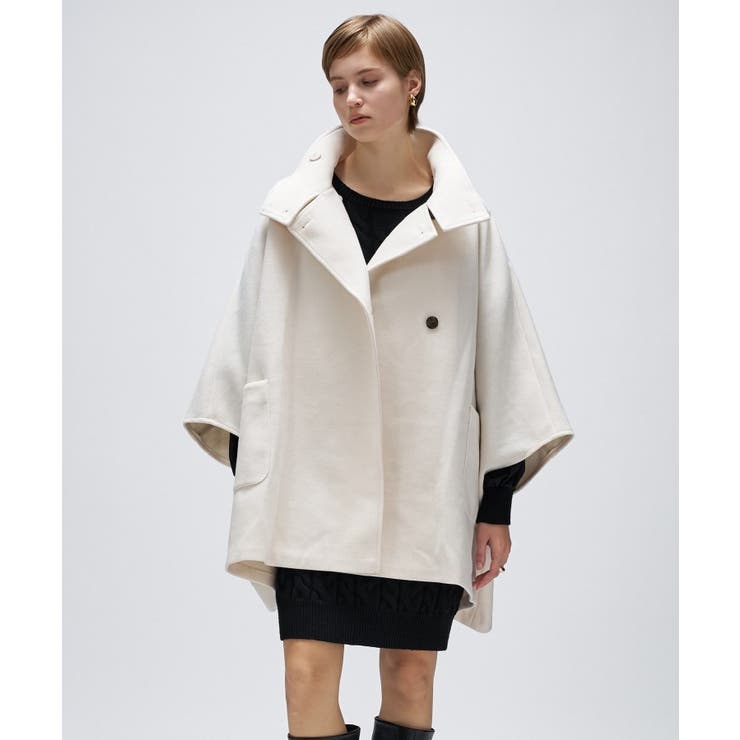 オフホワイト(003) | 【手洗い可】メルトンジャージケープコートコート | cloenc