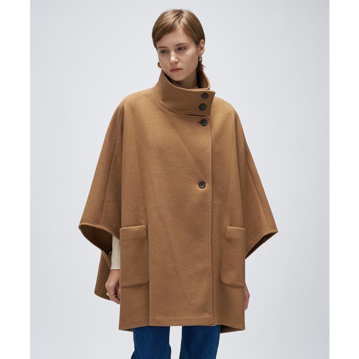 キャメルブラウン(041) | 【手洗い可】メルトンジャージケープコートコート | cloenc