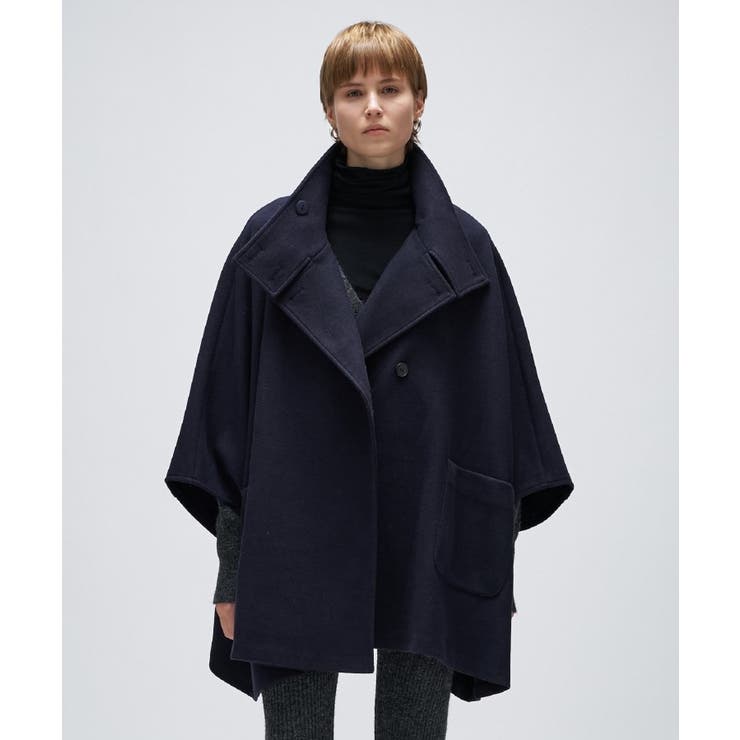 ネイビー(094) | 【手洗い可】メルトンジャージケープコートコート | cloenc