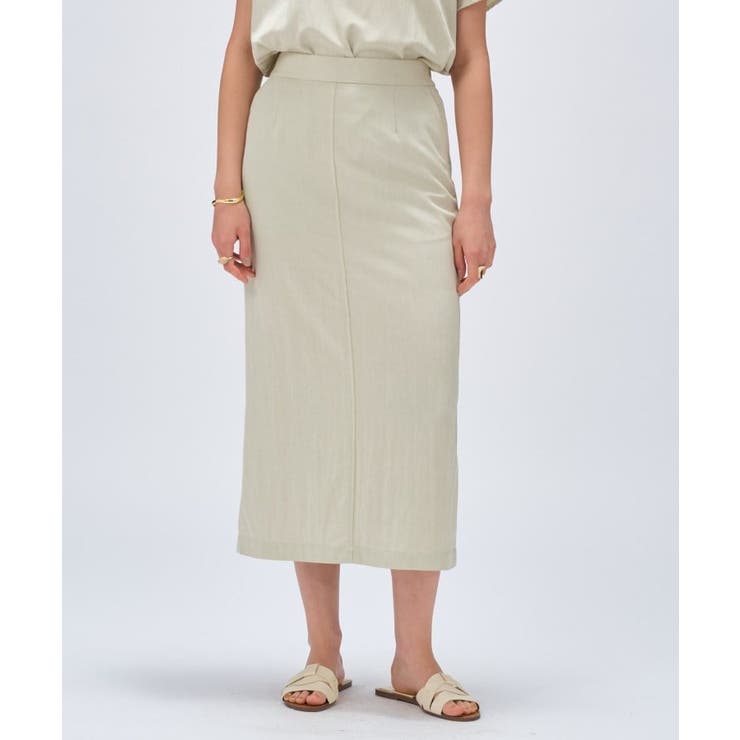 【セットアップ／マシンウォッシュ】レーヨンツイルIラインスカート | cloenc | 詳細画像2 