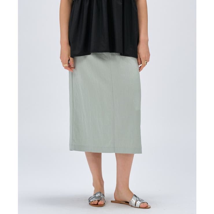 ライトグリーン(020) | 【セットアップ／マシンウォッシュ】レーヨンツイルIラインスカート | cloenc