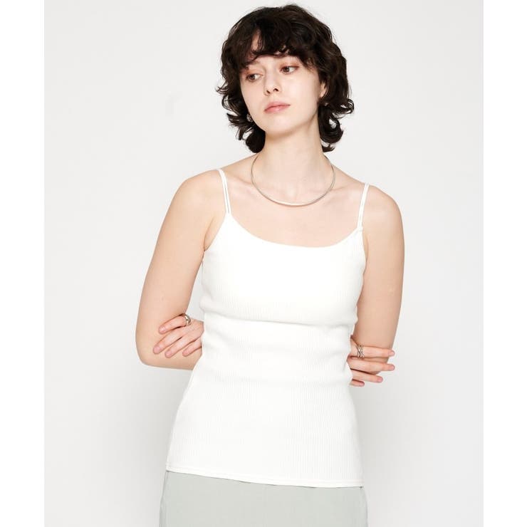 ホワイト(001) | 【カップ付き】リブテレコキャミソール | cloenc