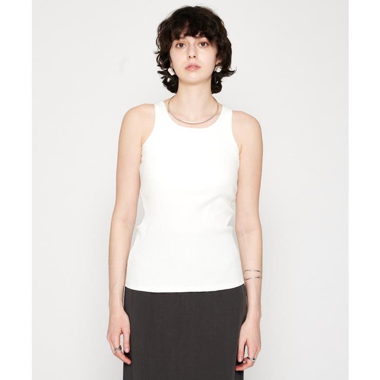 ホワイト(001) | 【カップ付き】リブテレコタンクトップ | cloenc