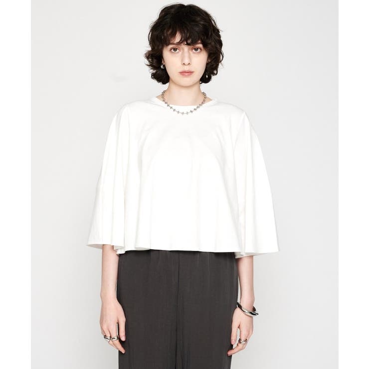 ホワイト(001) | 【マシンウォッシュ】フレアTシャツ | cloenc