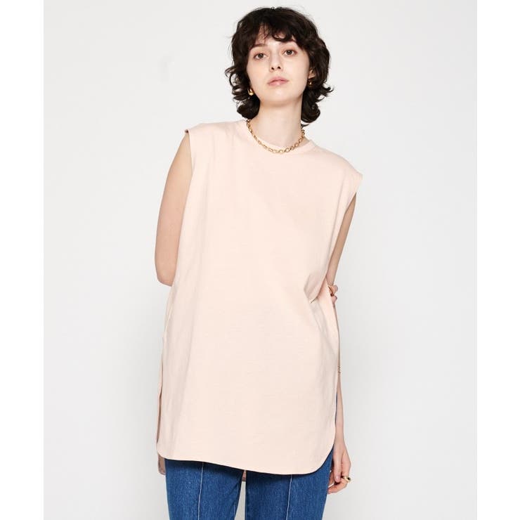 ライトピンク(070) | 【マシンウォッシュ】ノースリーブロングTシャツ | cloenc