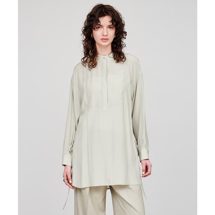 ライトグリーン(020) | 【手洗い可】シャイニーリボンブラウス | cloenc