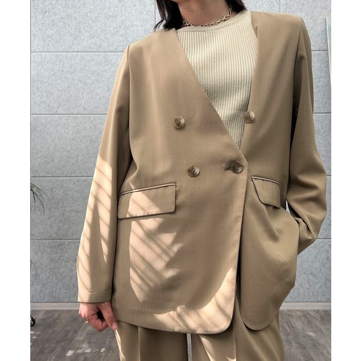 【セットアップ／マシンウォッシュ】ノーカラージャケット | cloenc | 詳細画像17 