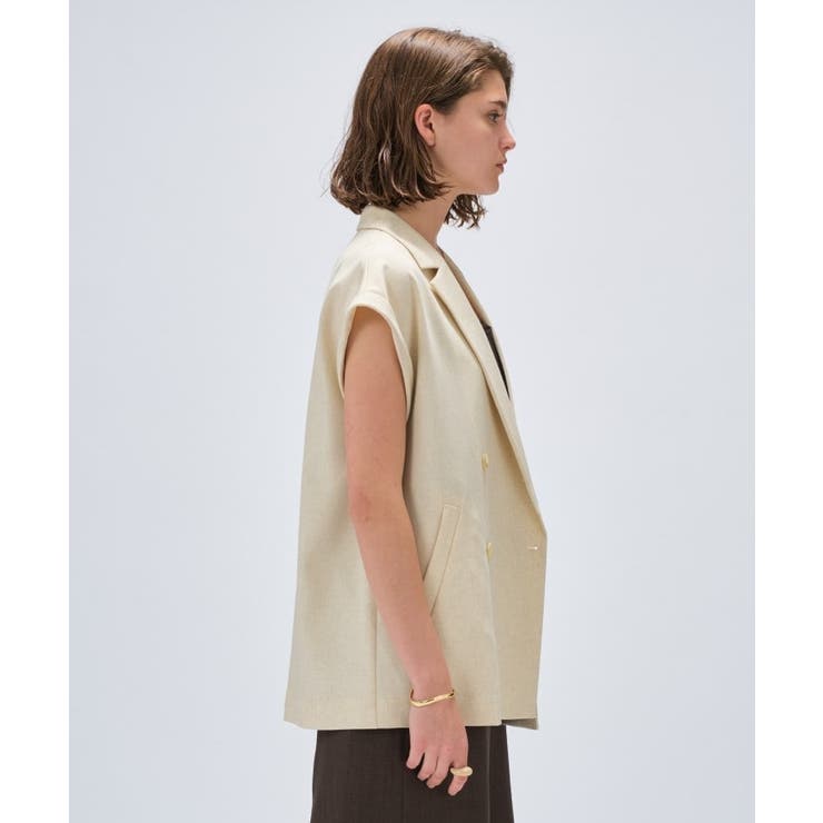 【セットアップ／手洗い可】リネンブレンドテーラードジレ | cloenc | 詳細画像3 