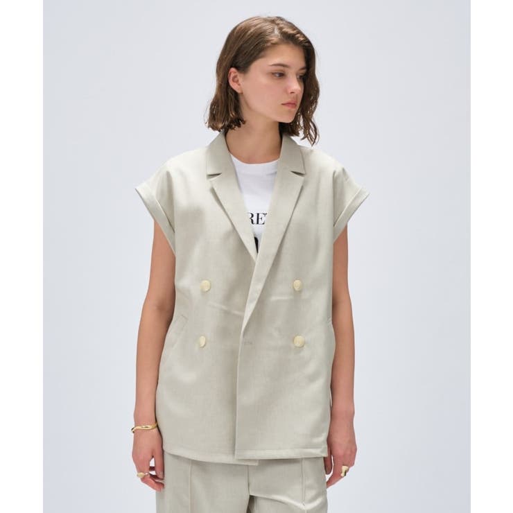 【セットアップ／手洗い可】リネンブレンドテーラードジレ | cloenc | 詳細画像7 