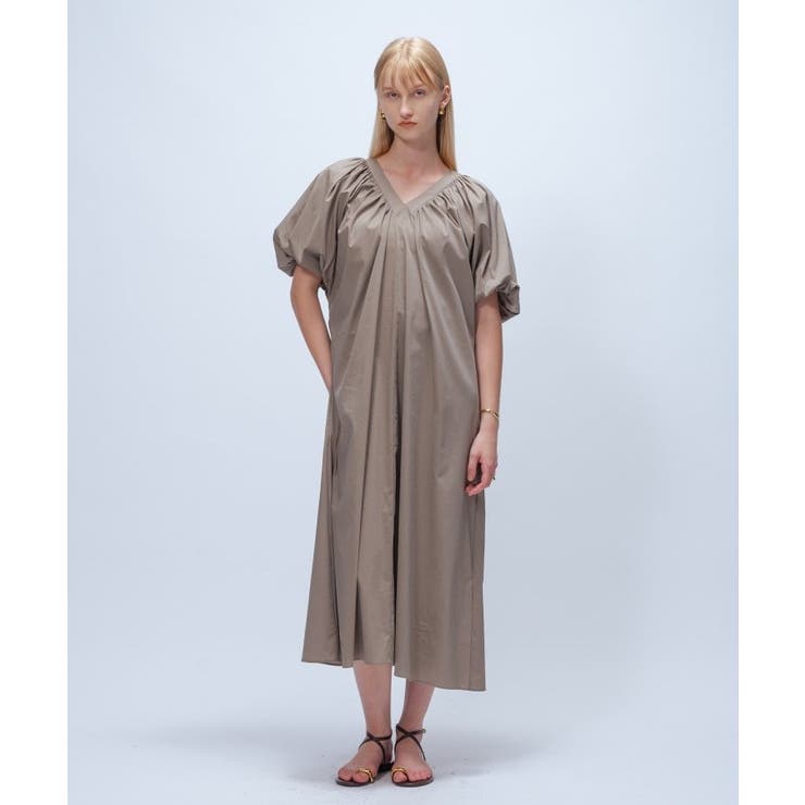 【手洗い可】ギャザーVネックワンピース | cloenc | 詳細画像1 