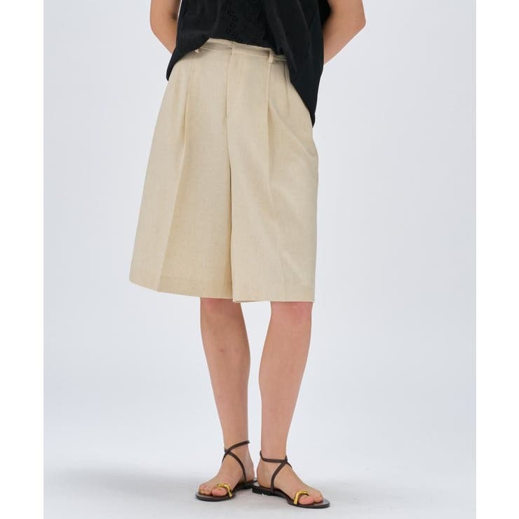 【セットアップ／手洗い可】リネンブレンドハーフパンツ | cloenc | 詳細画像2 