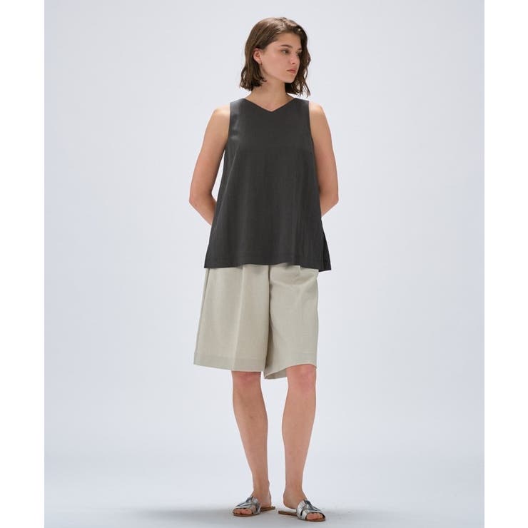 【セットアップ／手洗い可】リネンブレンドハーフパンツ | cloenc | 詳細画像6 