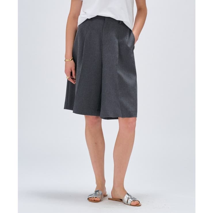 チャコールグレー(013) | 【セットアップ／手洗い可】リネンブレンドハーフパンツ | cloenc