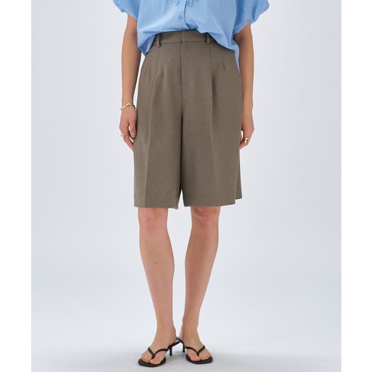 モカブラウン(042) | 【セットアップ／手洗い可】リネンブレンドハーフパンツ | cloenc