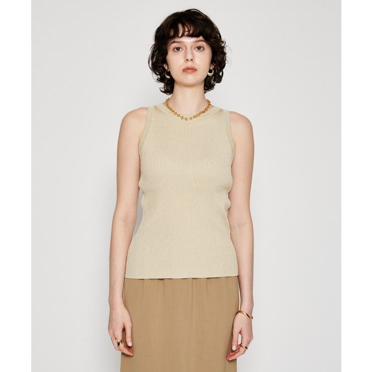 ベージュ(052) | 【手洗い可】ラメリブタンクトップ | cloenc