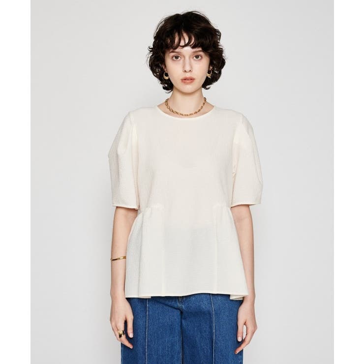 オフホワイト(003) | 【手洗い可】フレアチュニックブラウス | cloenc