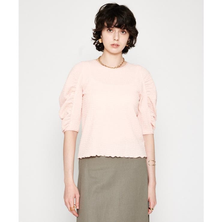 ライトピンク(070) | 【マシンウォッシュ】ジャガードギャザープルオーバー | cloenc