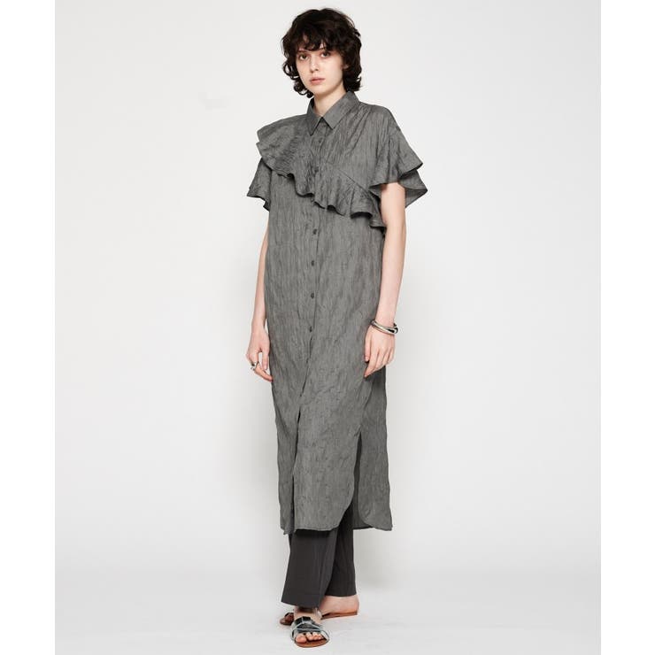 チャコールグレー(013) | 【手洗い可】フリルワッシャーワンピース | cloenc