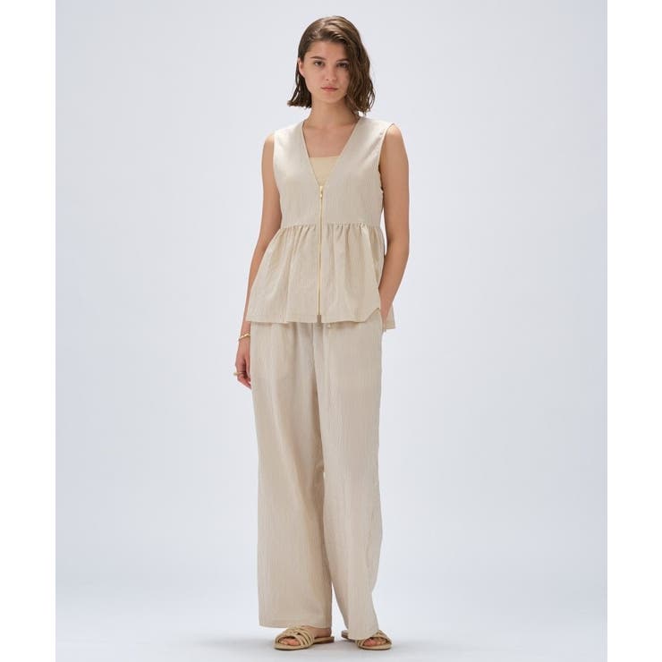 【セットアップ／手洗い可】ストライプイージーパンツ | cloenc | 詳細画像1 