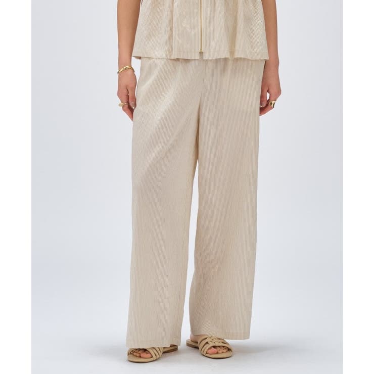 アイボリー(304) | 【セットアップ／手洗い可】ストライプイージーパンツ | cloenc