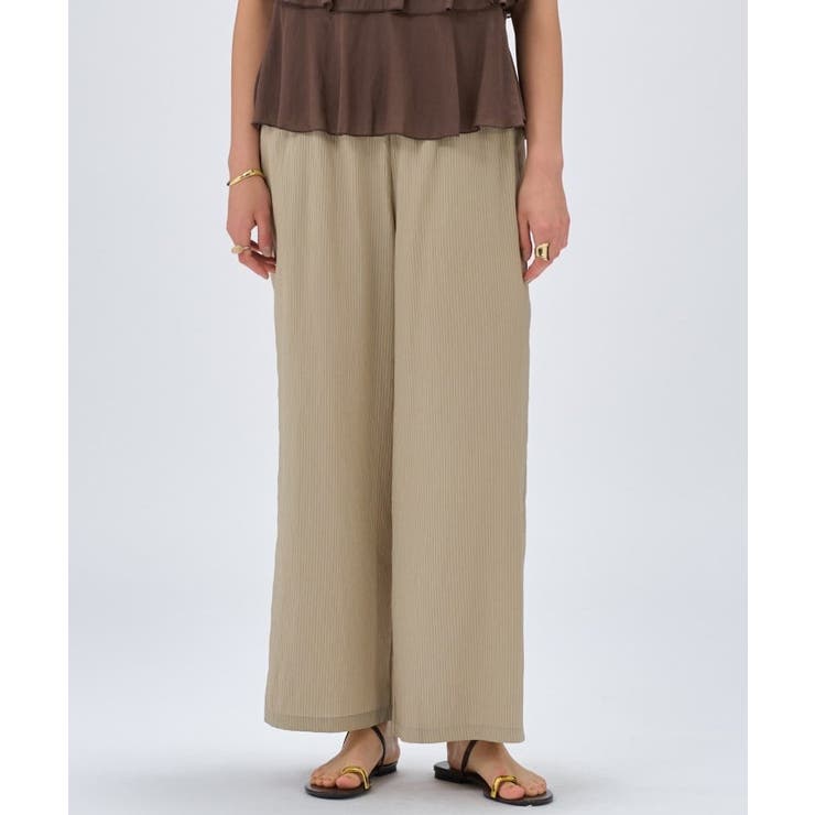 グレージュ(350) | 【セットアップ／手洗い可】ストライプイージーパンツ | cloenc