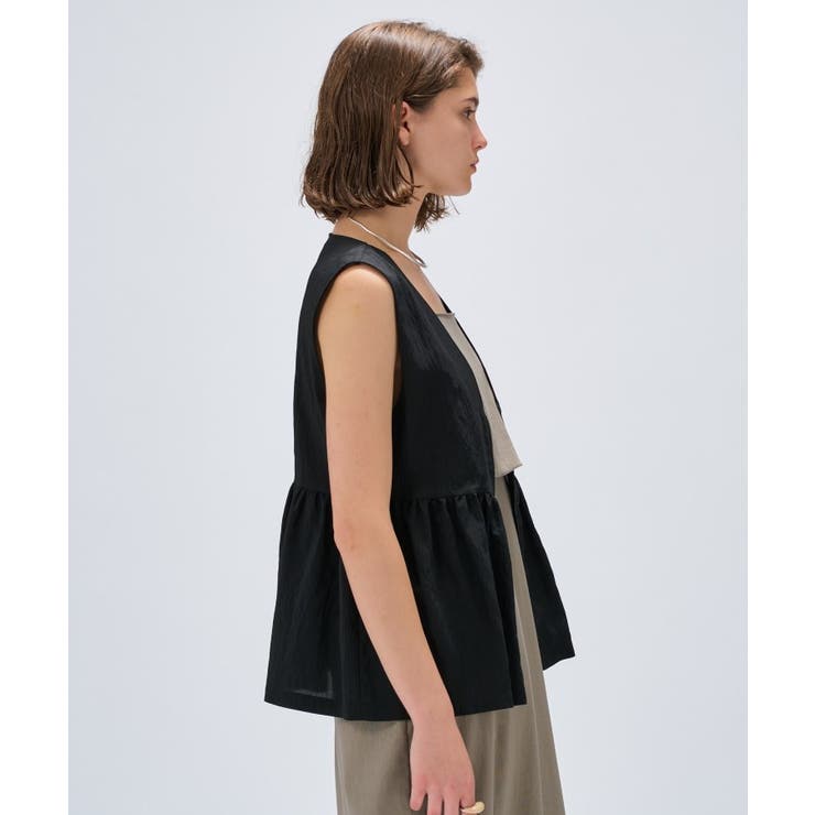 【セットアップ／手洗い可】ストライプペプラムZIPジレ | cloenc | 詳細画像17 