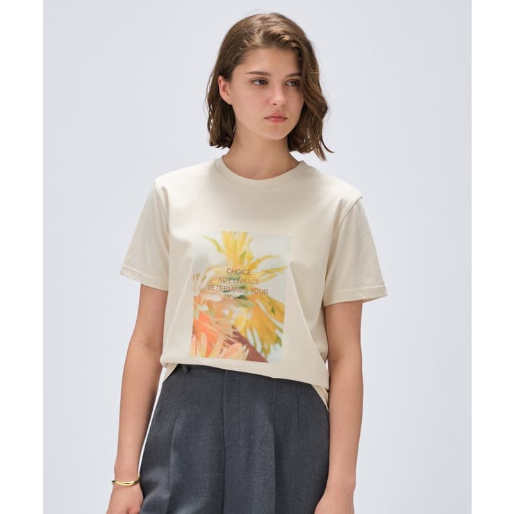 ライトベージュ(451) | 【手洗い可】ロゴプリントTシャツ | cloenc