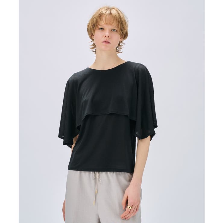 ブラック(019) | 【マシンウォッシュ】ラメケーププルオーバー | cloenc