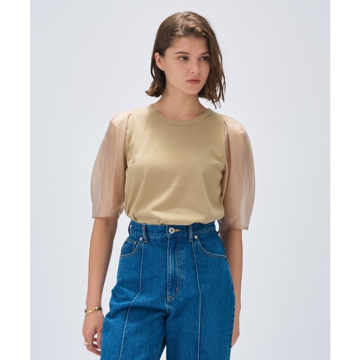 ベージュ(052) | 【マシンウォッシュ】シアースリーブTシャツ | cloenc