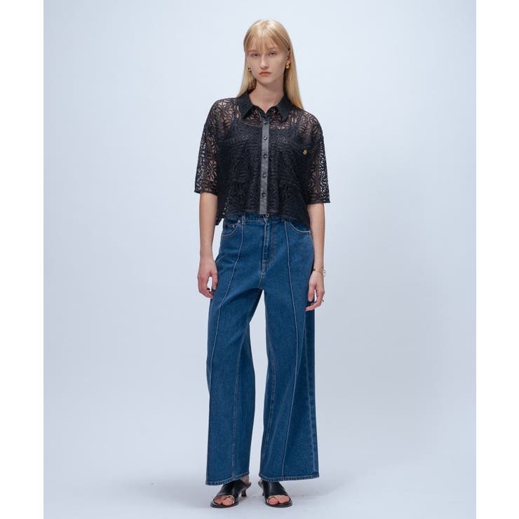 【手洗い可】ハーフスリーブレースポロトップス | cloenc | 詳細画像7 