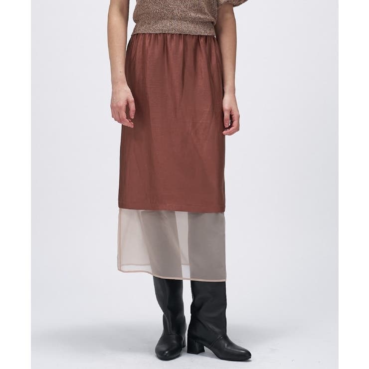ブラウン(543) | 【手洗い可】シアーレイヤードスカート | cloenc