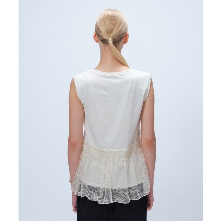 【マシンウォッシュ】レースペプラムカットソー | cloenc | 詳細画像7 