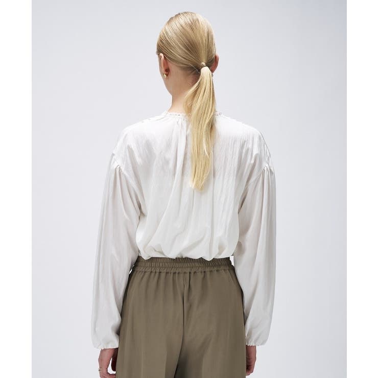 【マシンウォッシュ】リボンピンタックブラウス | cloenc | 詳細画像4 