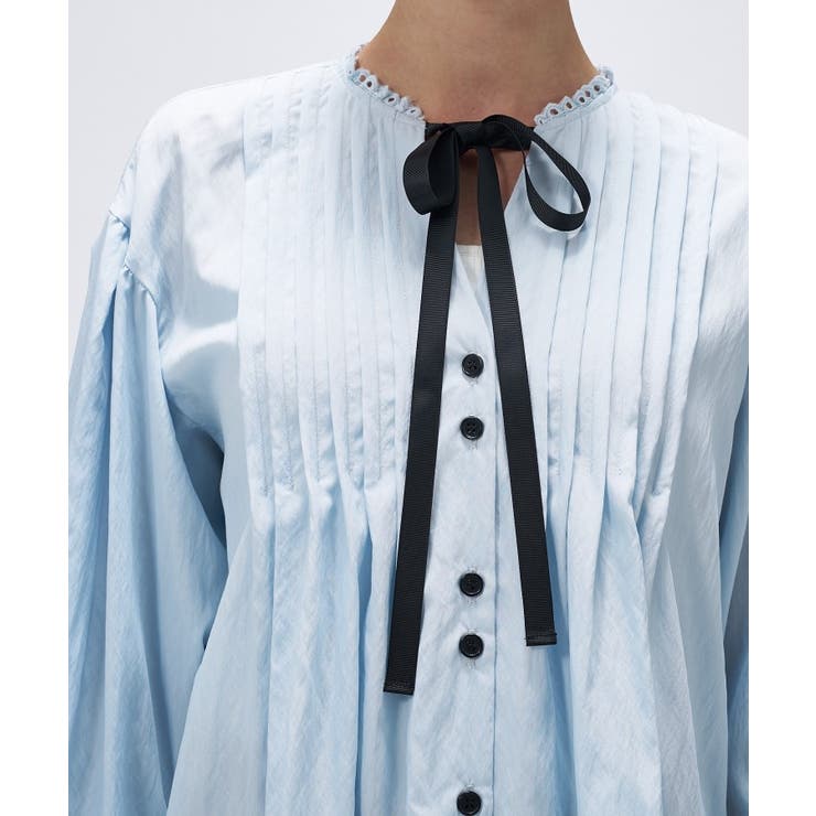 【マシンウォッシュ】リボンピンタックブラウス | cloenc | 詳細画像10 