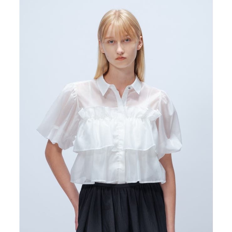 【手洗い可】シアーローンティアードブラウス | cloenc | 詳細画像1 