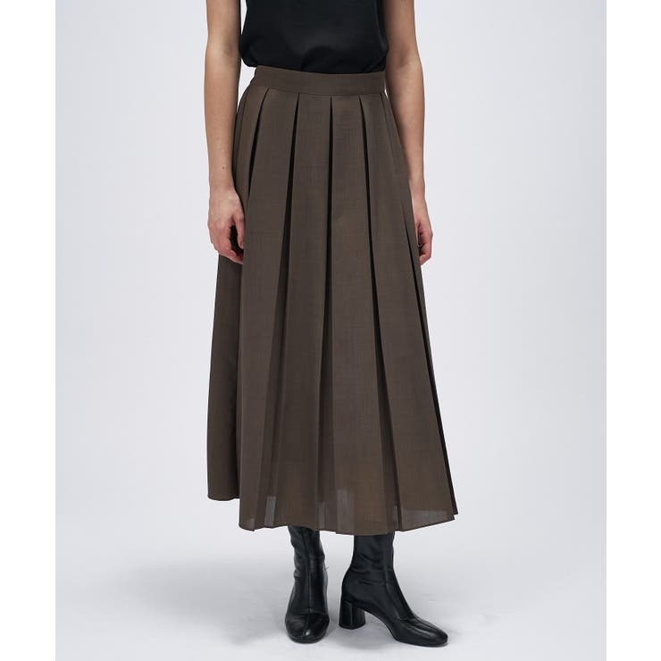 モカブラウン(042) | 【手洗い可】ワイドプリーツスカート | cloenc
