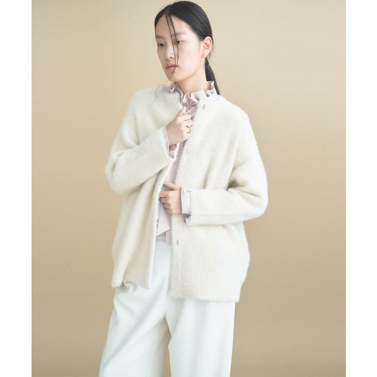 オフホワイト(003) | フェザーヤーンニットカーディガン | cloenc