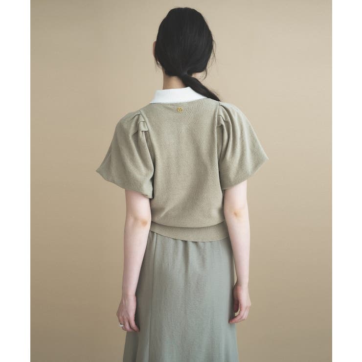 【手洗い可】バイカラーポロニット | cloenc | 詳細画像13 