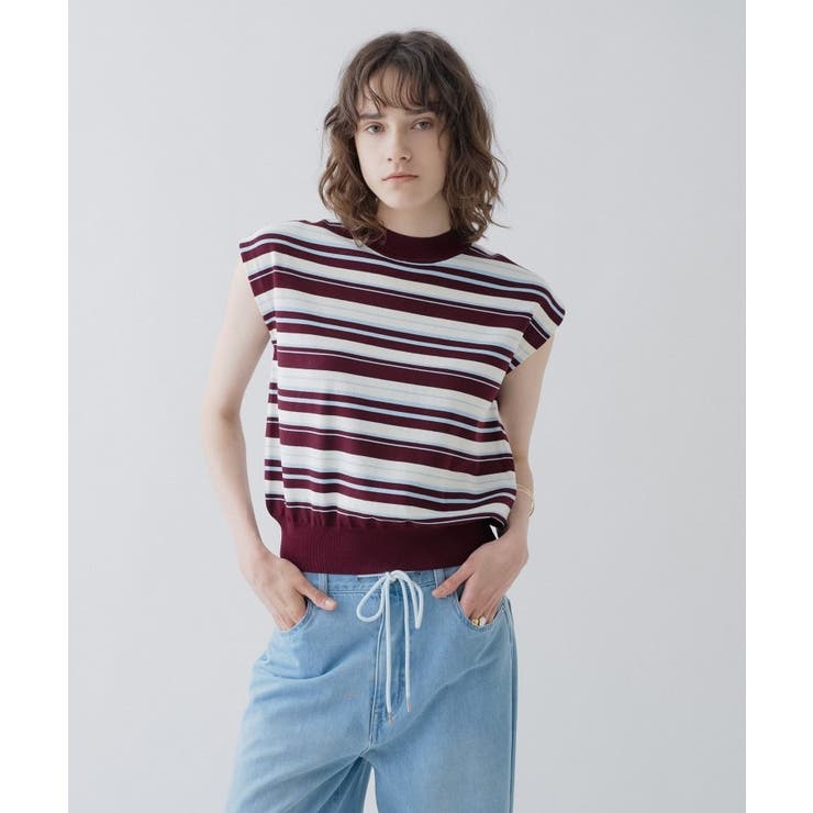 ボルドー(364) | 【接触冷感／マシンウォッシュ】フレンチスリーブニット | cloenc