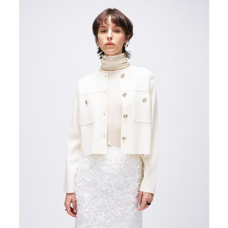 【オケージョン／手洗い可】ノーカラーニットカーディガン | cloenc | 詳細画像6 