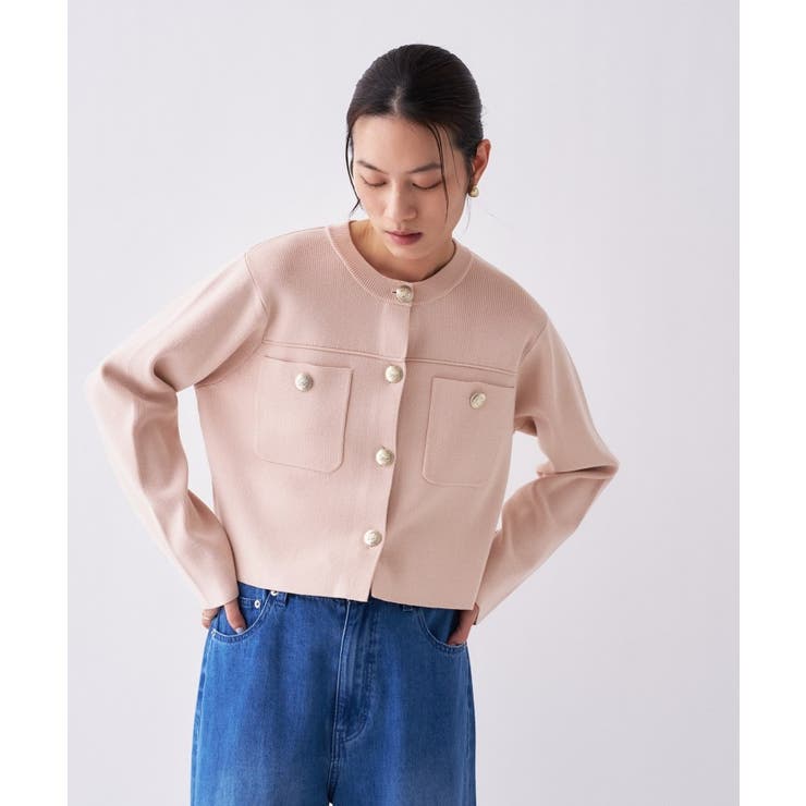 【オケージョン／手洗い可】ノーカラーニットカーディガン | cloenc | 詳細画像32 